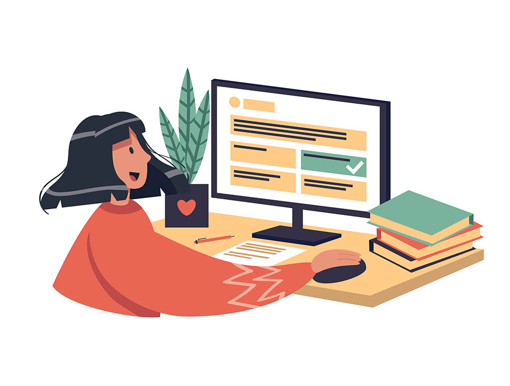 Online,Learning,Vector,Stock,Illustration.,The,Girl,Chooses,The,Correct