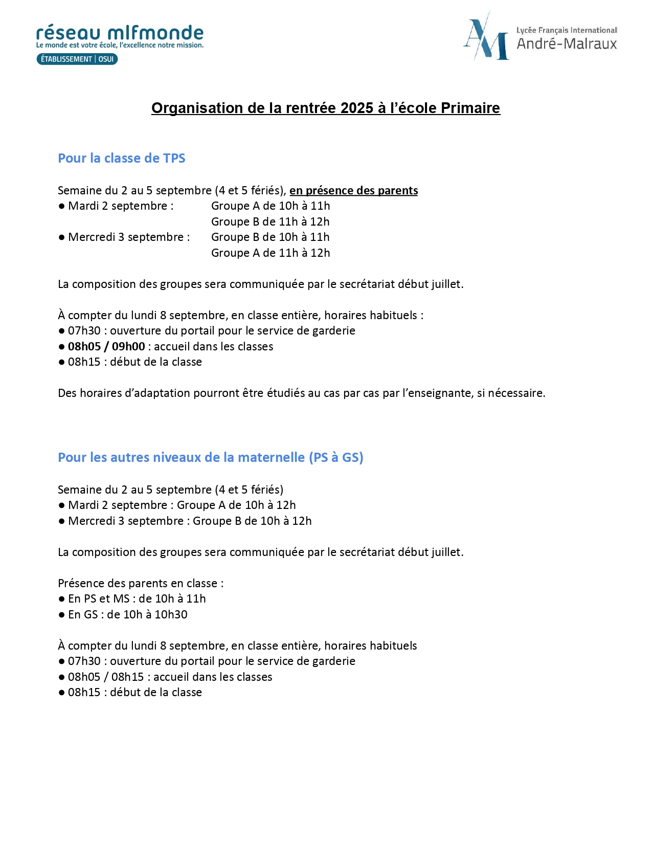 Organisation de la rentrée 2025_1